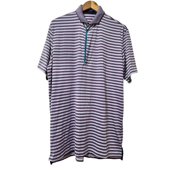 Greyson Mens Allegheny Striped Polo Shirt Size L Purple Golf Athleisure Casual - Picture 1 of 7